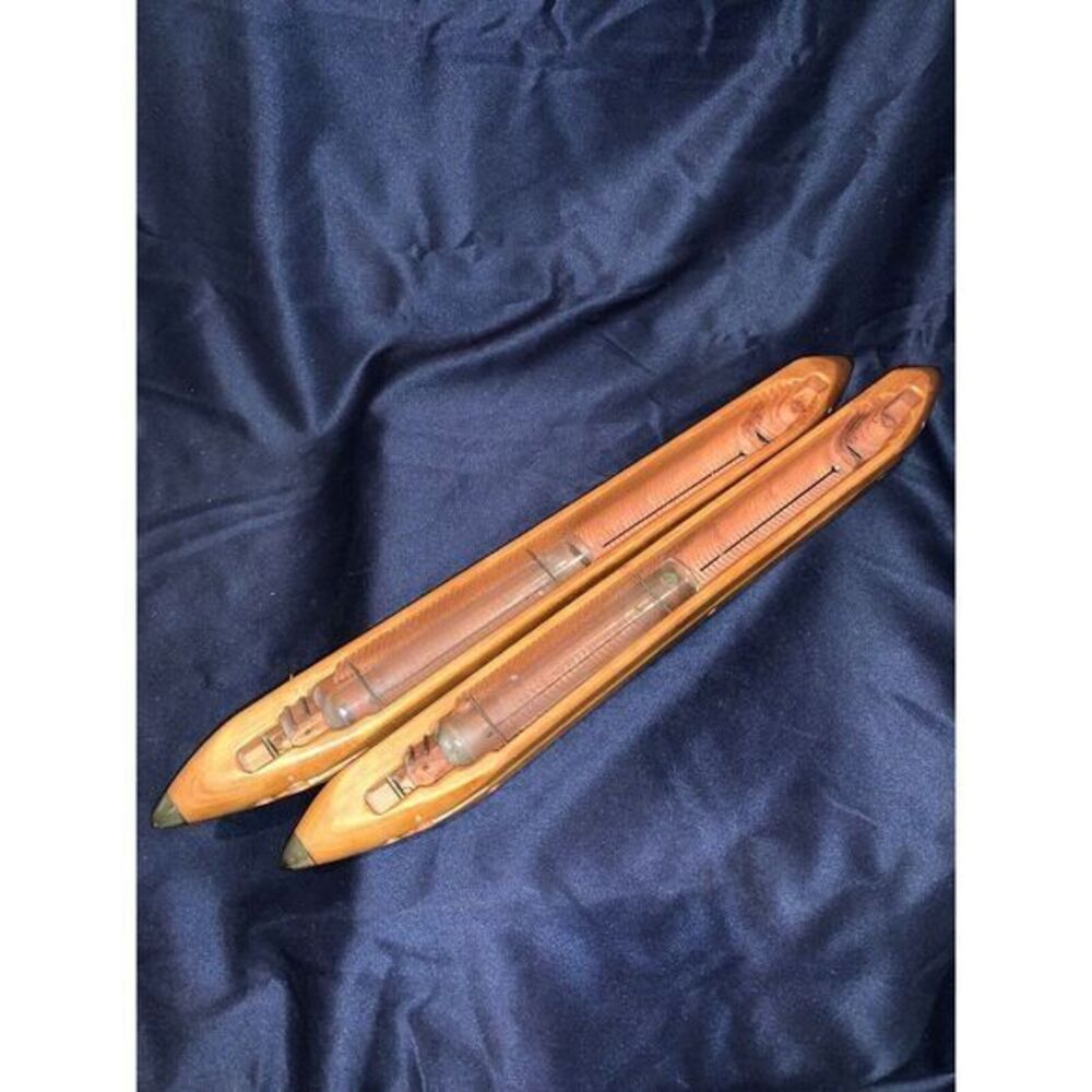 2 Southern Wooden Loom Shuttle Boats Textile 24" Repurposed As Flower Vase